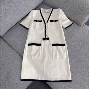 Authentic Gucci Cream and Black Midi Dress